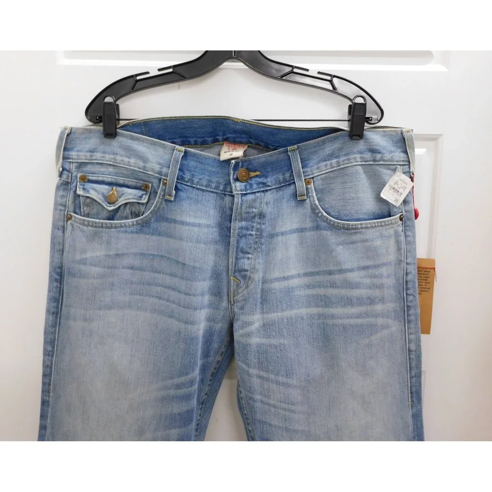 True‎ Religion Ricky Snake Eyes Straight Mens Blue Jeans $218rt sz 38 NWT